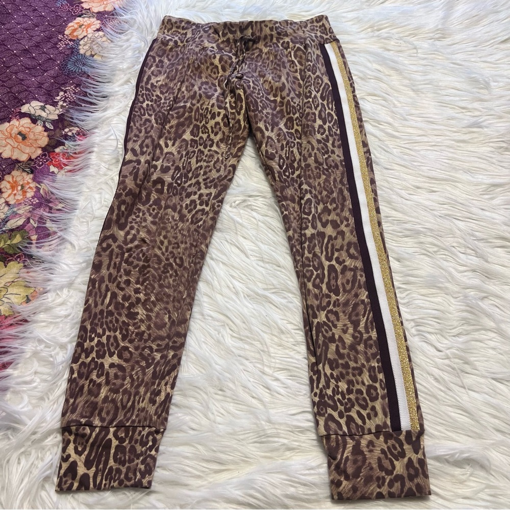 Leopard Print Pants with Gold Accent